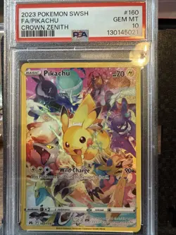 2023 POKEMON SWORD & SHIELD CROWN ZENITH #160 FULL ART/PIKACHU PSA 10 - Image 1