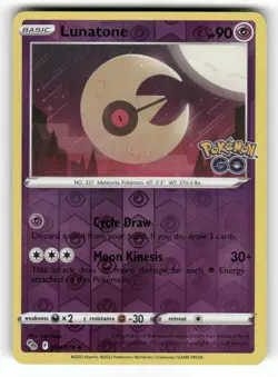 Pokemon Lunatone 34/78 Pokemon Go TCG Reverse Holo Foil - Image 1