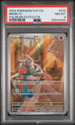 Mimikyu 075 Paldean Fates ETB Promo Pokemon Black Star Promo PSA 8 - Image 1