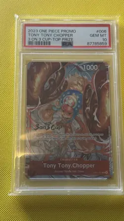 2023 ONE PIECE PROMOS 3 ON 3 CUP-TOP PRIZE #006 TONY TONY CHOPPER PSA 10 - Image 1