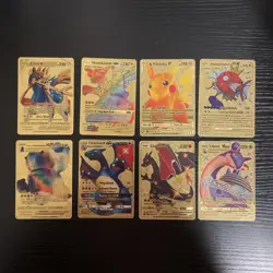 Pokemon Gold Foil Fan Art Cards Lot of 8 Charizard Pikachu Magikarp Tag Team - Image 1