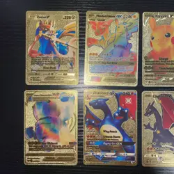 Pokemon Gold Foil Fan Art Cards Lot of 8 Charizard Pikachu Magikarp Tag Team - Image 2