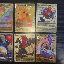 Pokemon Gold Foil Fan Art Cards Lot of 8 Charizard Pikachu Magikarp Tag Team - Image 3