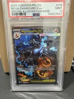 PSA 9 Mega Charizard x EX SIR Phantasmal Flames Pokemon Card - Image 1