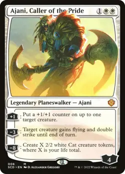 Ajani, Caller of the Pride 6 SCD Mythic Planeswalker Rare Cat Token White Greg - Image 1