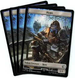 x4 Hero (0004) / Moogle (0011) Double-Sided Token - Final Fantasy - MTG - NM/M - Image 1