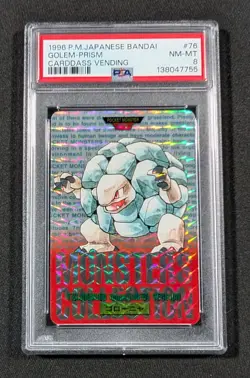 1996 Pokemon Japanese Bandai Prism Golem No. 76 PSA 8 NM-MT Carddass Vending - Image 1
