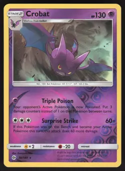 Crobat 56/149 Reverse Holo Rare Pokemon TCG SM Base Set VLP - Image 1