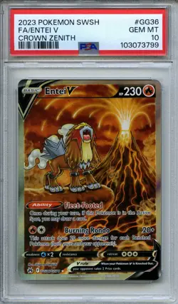 2023 Pokemon Sword & Shield Crown Zenith Full Art Entei V #GG36/GG70 PSA 10 - Image 1
