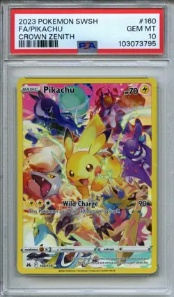 2023 Pokemon Sword & Shield Crown Zenith Pikachu Full Art #160/159 PSA 10 - Image 1