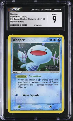 CGC 9 Wooper EX Team Rocket Returns 81/109 Reverse Holo Stamped Pokemon Card - Image 1