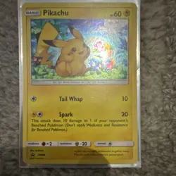 Pokemon Pikachu SM86 Holo Basic Card 60HP Tail Whap Spark - Image 1
