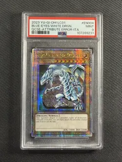 Yu Gi Oh Cards ITALIAN PSA 9 Mint Blue Eyes White Dragon LC01 2023 Error EN004 - Image 1