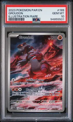 2023 POKEMON PAR EN-PARADOX RIFT #199 GROUDON ILLUSTRATION RARE PSA 10 - Image 1