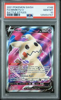 2021 Pokemon Sword & Shield Battle Styles Mimikyu V #148 Fa Battle Styles PSA 10 - Image 1
