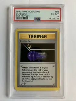 DEFENDER 1999 Pokemon Game Base Set 1st Edition #80 PSA 6 - Image 1
