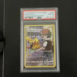 Pokemon Sun & Moon Cosmic Eclipse 2019 - Secret #241/236 Pikachu PSA 8 - Image 1