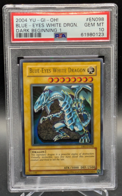 PSA 10 Blue-Eyes White Dragon DB1-EN098 Dark Beginning Yugioh 2004 - Image 1