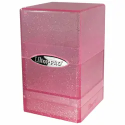Ultra PRO Glitter Pink Satin Tower Deck Box Compartment Storage Case Card Dice - Image 1
