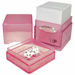 Ultra PRO Glitter Pink Satin Tower Deck Box Compartment Storage Case Card Dice - Image 5