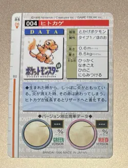 Pokemon Japanese Bandai Carddass Monster Collection 1997 Charmander 004 Card! - Image 2