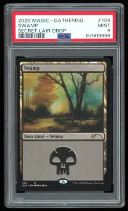PSA 9 Swamp 104 (Bob Ross) - 2020 Magic MTG Secret Lair Happy Little Gathering - Image 2