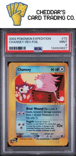 2002 Pokemon Expedition Chansey-Rev.Foil #72 PSA 9 (New Cert!) - Image 1