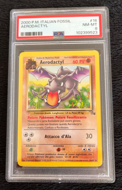 2000 P.M. Pokemon Italian Fossil Aerodactyl #16 Near Mint-Mint PSA Graded 8 Nice - Image 1