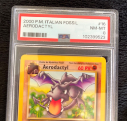2000 P.M. Pokemon Italian Fossil Aerodactyl #16 Near Mint-Mint PSA Graded 8 Nice - Image 2