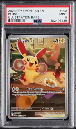 2023 POKEMON PAR EN-PARADOX RIFT ILLUSTRATION RARE #193 PLUSLE PSA 9 - Image 1