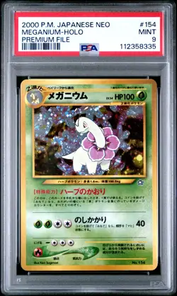 2000 Pokemon Neo Meganium Holo #154 PSA 9 Premium File / Swirl! - Image 1
