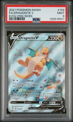 2021 POKEMON SWORD & SHIELD EVOLVING SKIES #192 FULL ART/DRAGONITE V PSA 9 - Image 1