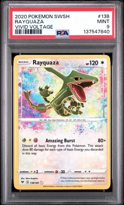 2020 POKEMON SWSH VIVID VOLTAGE RAYQUAZA 138/185 PSA 9 - Image 1