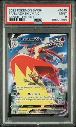 Blaziken VMax Pokemon Silver Tempest Full Art TG15/TG30 PSA 9 - Image 1