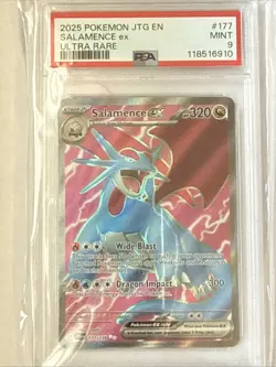 2025 Pokemon JTG EN SALAMENCE Ex. Ultra Rare PSA 9 #177 - Image 1