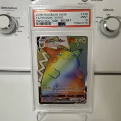 PSA 9 2020 Pokemon SWSW FA/Pikachu VMAX Vivid Voltage-Rainbow Secret Rare #188 - Image 1