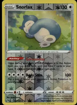 Snorlax Holo Rare SWSH04: Vivid Voltage 131/185 Colorless Reverse Holo Pokemon - Image 1