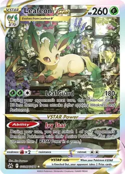 Pokemon Crown Zenith Galarian Gallery Leafeon VSTAR GG35/GG70 NEAR MINT NM - Image 1