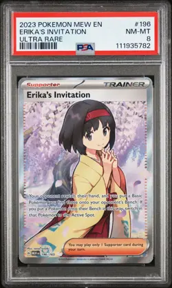 Pokemon Erika's Invitation PSA 8 NM/M 196/165 Scarlet & Violet 151 SIR Full Art - Image 1