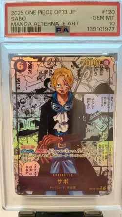 2025 ONE PIECE JPN OP13-CARRYING ON HIS WILL MANGA ALTERNATE ART SABO PSA 10 - Image 1