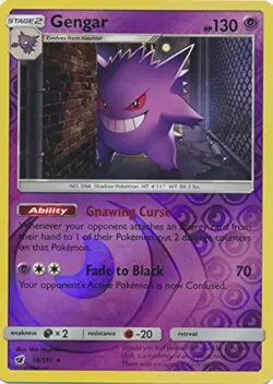 Gengar 38/111 Pokemon Crimson Invasion Sun & Moon Reverse Holo Rare Card - Image 1