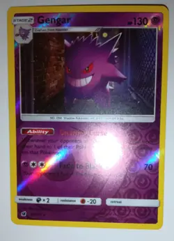 Gengar 38/111 Pokemon Crimson Invasion Sun & Moon Reverse Holo Rare Card - Image 2