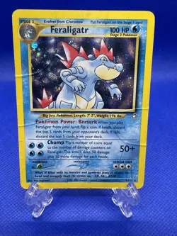 Pokemon TCG Feraligatr Neo Genesis Holo Unlimited Rare Card 4/111 (damaged) - Image 1