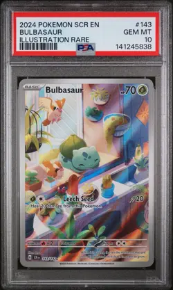 Pokemon TCG Bulbasaur Holo Card Stellar Crown Illustration, Rare, 143/142 PSA 10 - Image 1