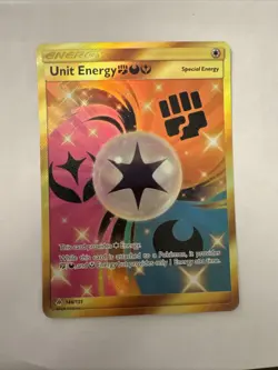 Unit Energy Secret Rare Gold 170/156 Ultra Prism Holo Sun & Moon Pokemon - Image 1