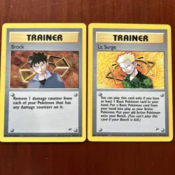 Pokemon TCG Gym Challenge Rare Trainer Brock 98/132 Lt Surge 101/132 Vintage Set - Image 1