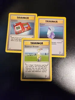 Base Set 2 Trainer Cards - Pokedex #115 - Potion #122 - Pokemon Breeder #105 - Image 1