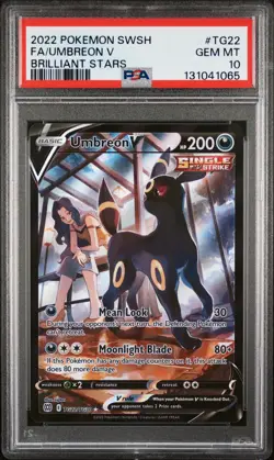2022 POKEMON SWORD & SHIELD BRILLIANT STARS #TG22 FULL ART/UMBREON V PSA 10 - Image 1
