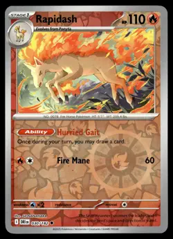 RAPIDASH - 030/182 Uncommon Destined Rivals Pokemon Reverse Holo NM - Image 1