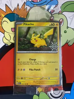 SEALED Pokemon TCG Pikachu Promo Holiday Stamped 025/165 Cosmo Holo 151 - Image 1
